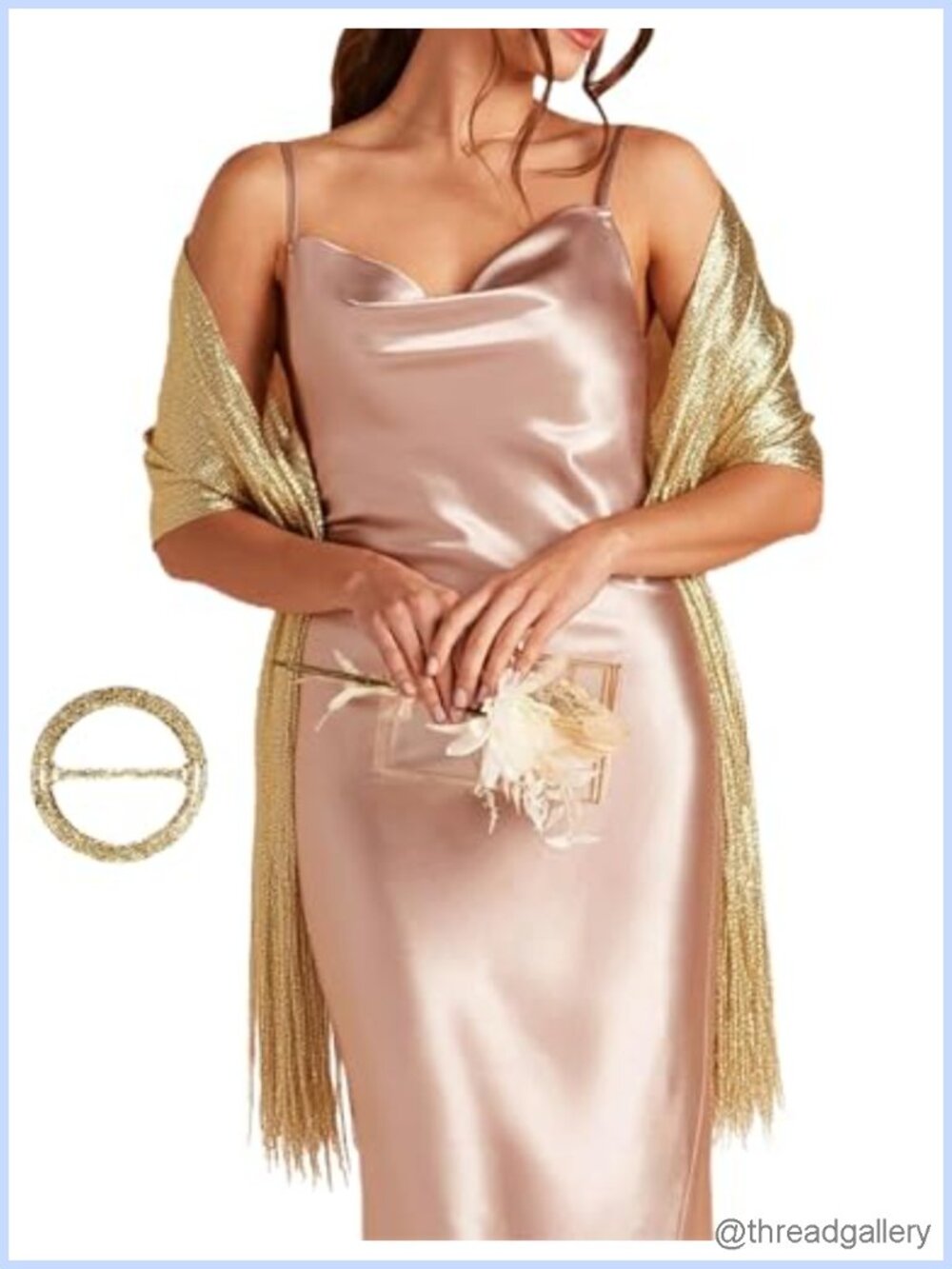 Formal Evening Shawl Wrap with Buckle 82x20 Polyester Wedding Scarf